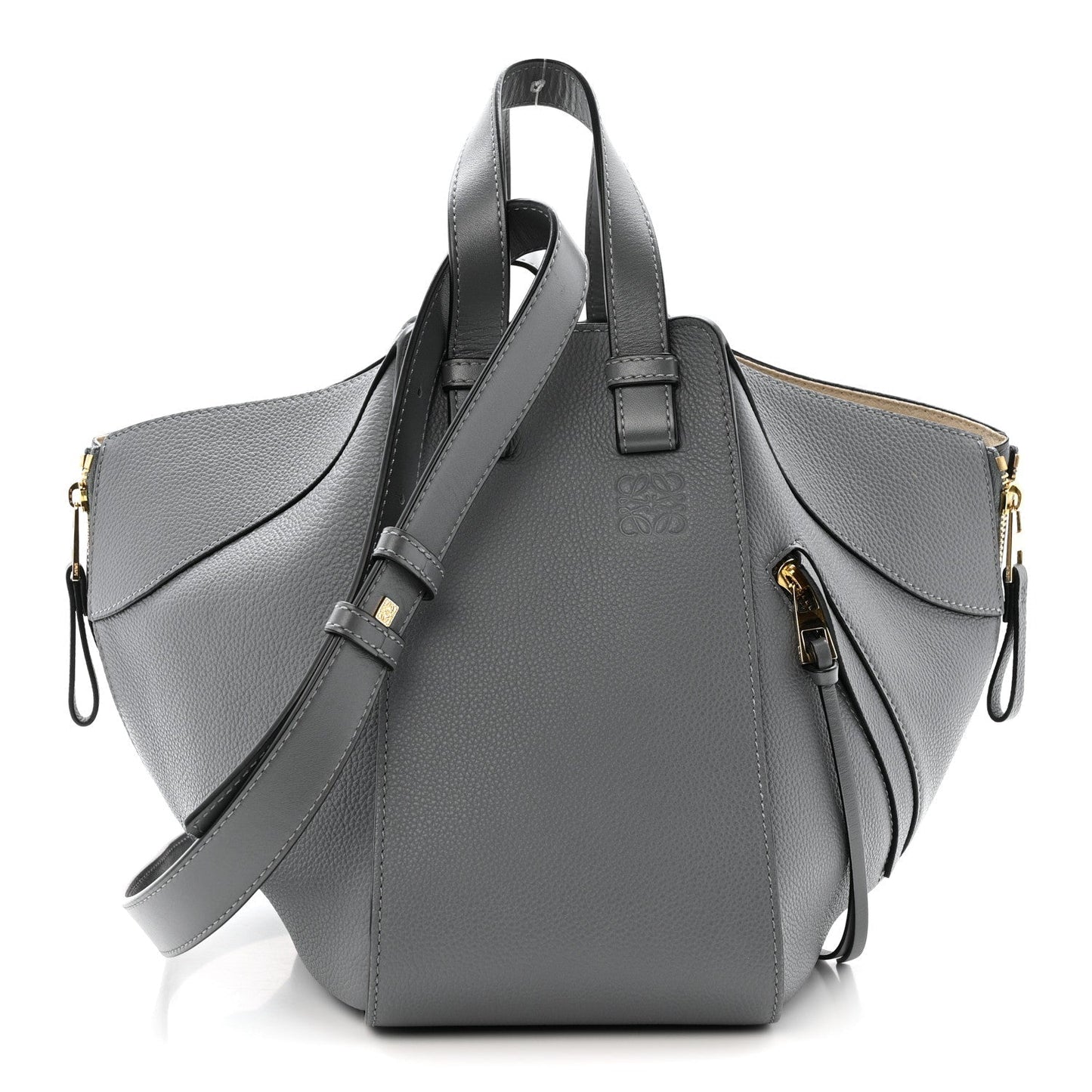 Grained Calfskin Small Hammock Shoulder Bag Asphalt