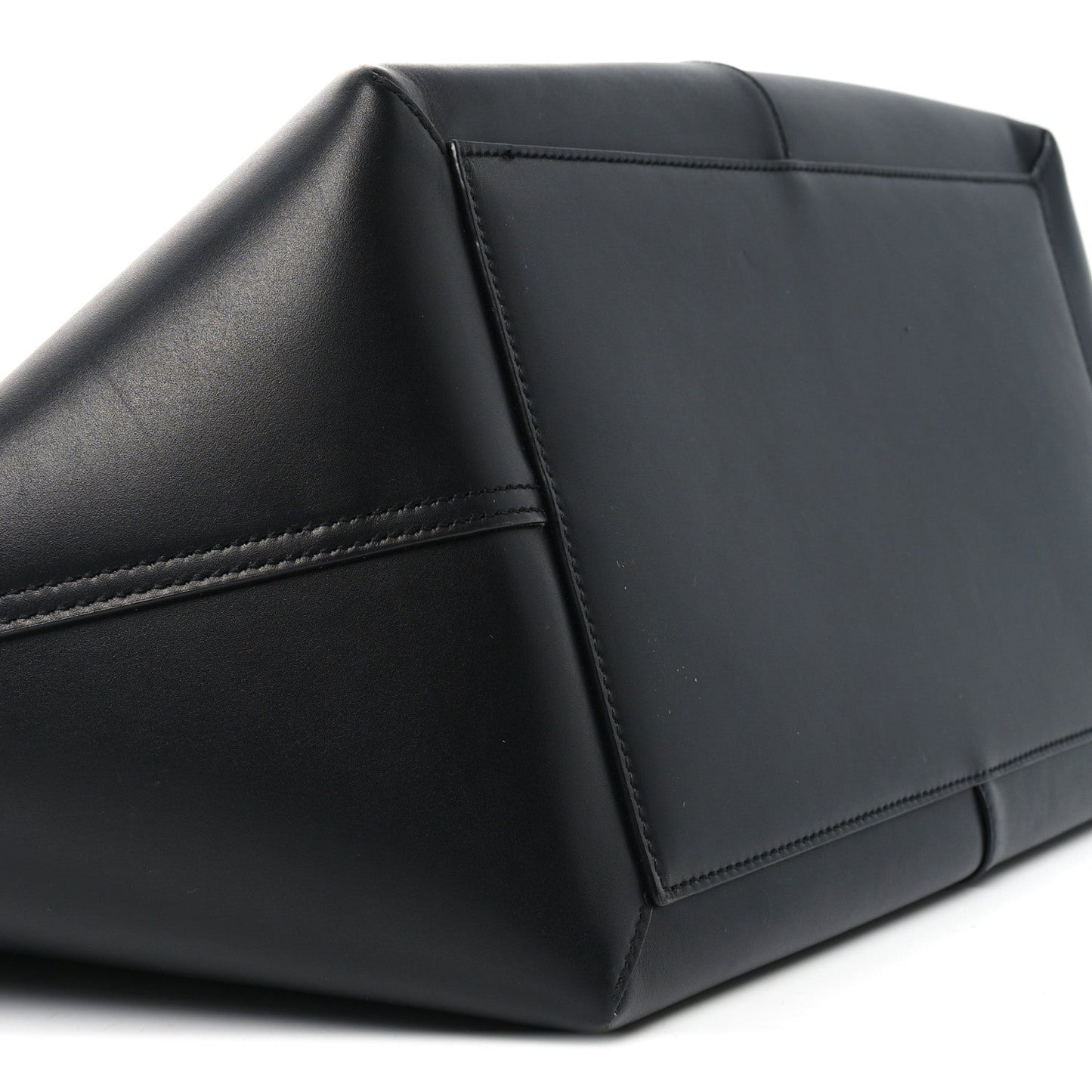 Smooth Calfskin Maxi Trapezoid Shopping Tote Black