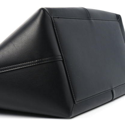 Smooth Calfskin Maxi Trapezoid Shopping Tote Black