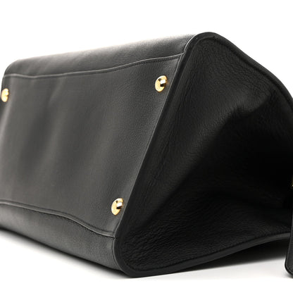 Soft Grain Calfskin Large Tote Bag Black