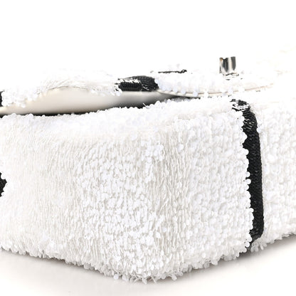 Sequin Ribbon Mini Rectangular Flap White Black