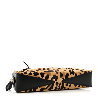 Calf Hair Leopard Print Le Teckel Clutch Brun Sepia
