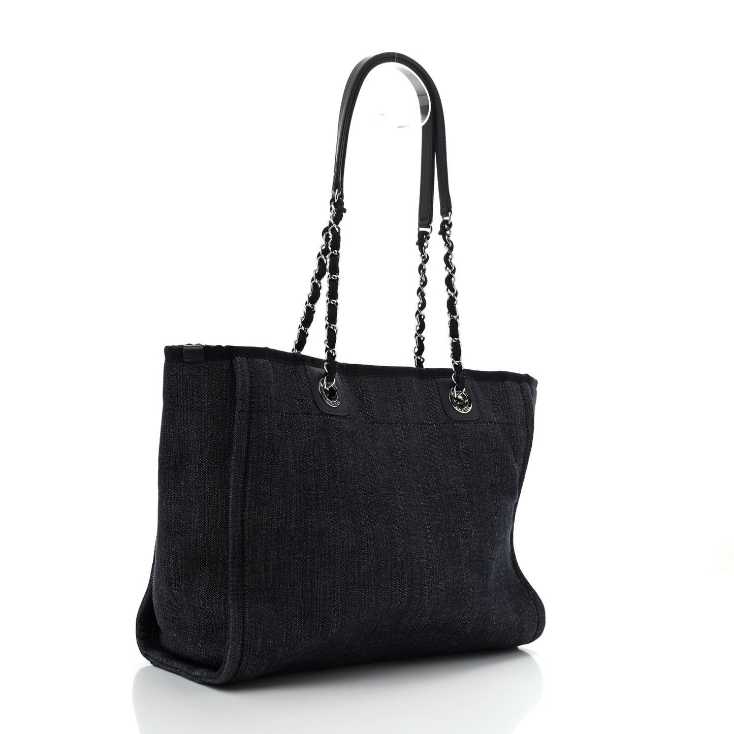 Denim Small Deauville Tote Dark Blue White