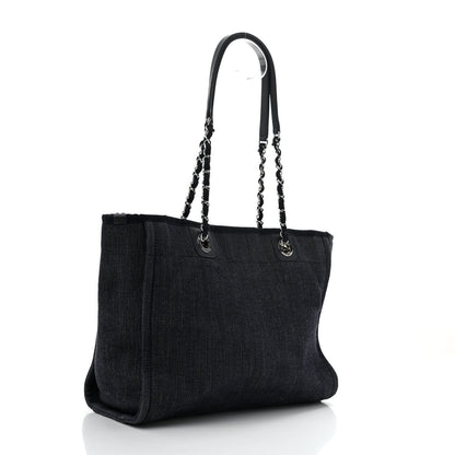 Denim Small Deauville Tote Dark Blue White