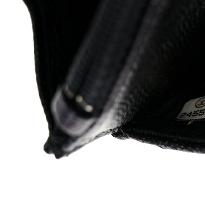 Iridescent Caviar Chevron Quilted Wallet On Chain WOC Black