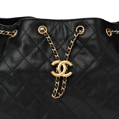 Caviar Quilted Medium Chanel 25 Handbag Black