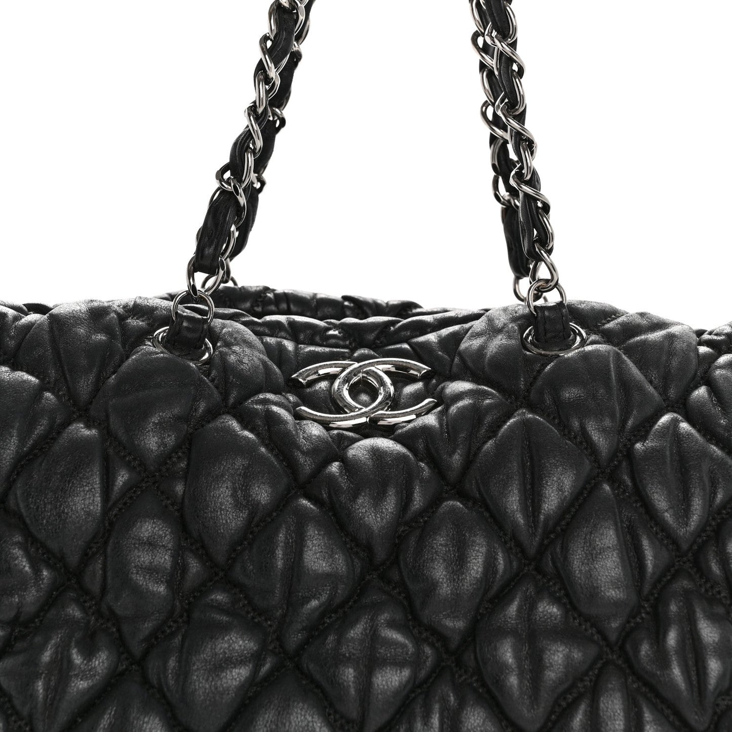 Calfskin Bubble Quilt Bowler Black