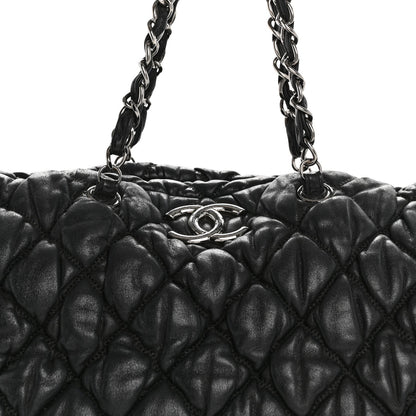 Calfskin Bubble Quilt Bowler Black