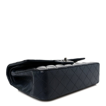 Caviar Quilted Medium Double Flap Navy