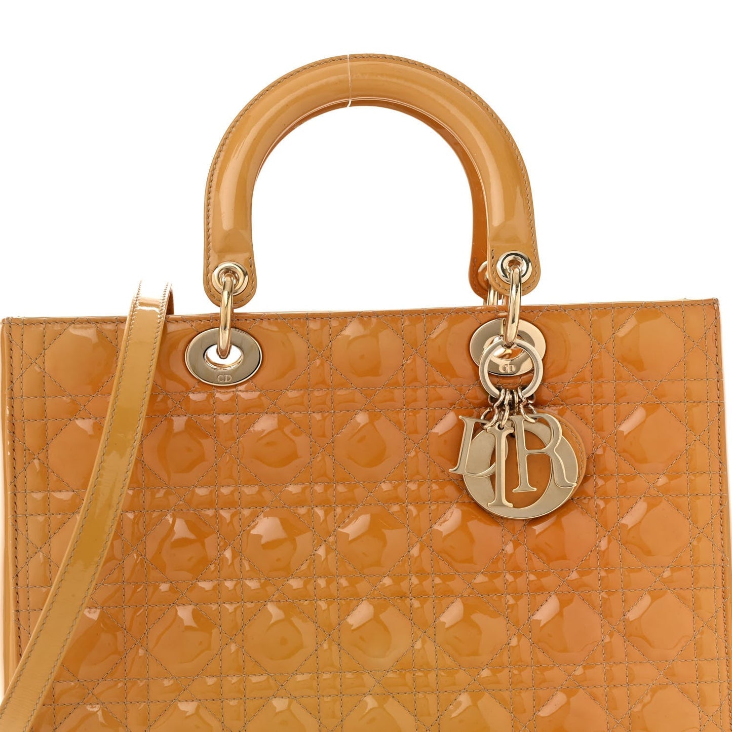 Patent Cannage Large Lady Dior Yellow