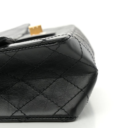 Aged Calfskin Quilted 2.55 Reissue Mini Flap Black