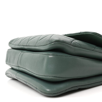 Lambskin Quilted Small Trendy CC Flap Dual Handle Bag Green
