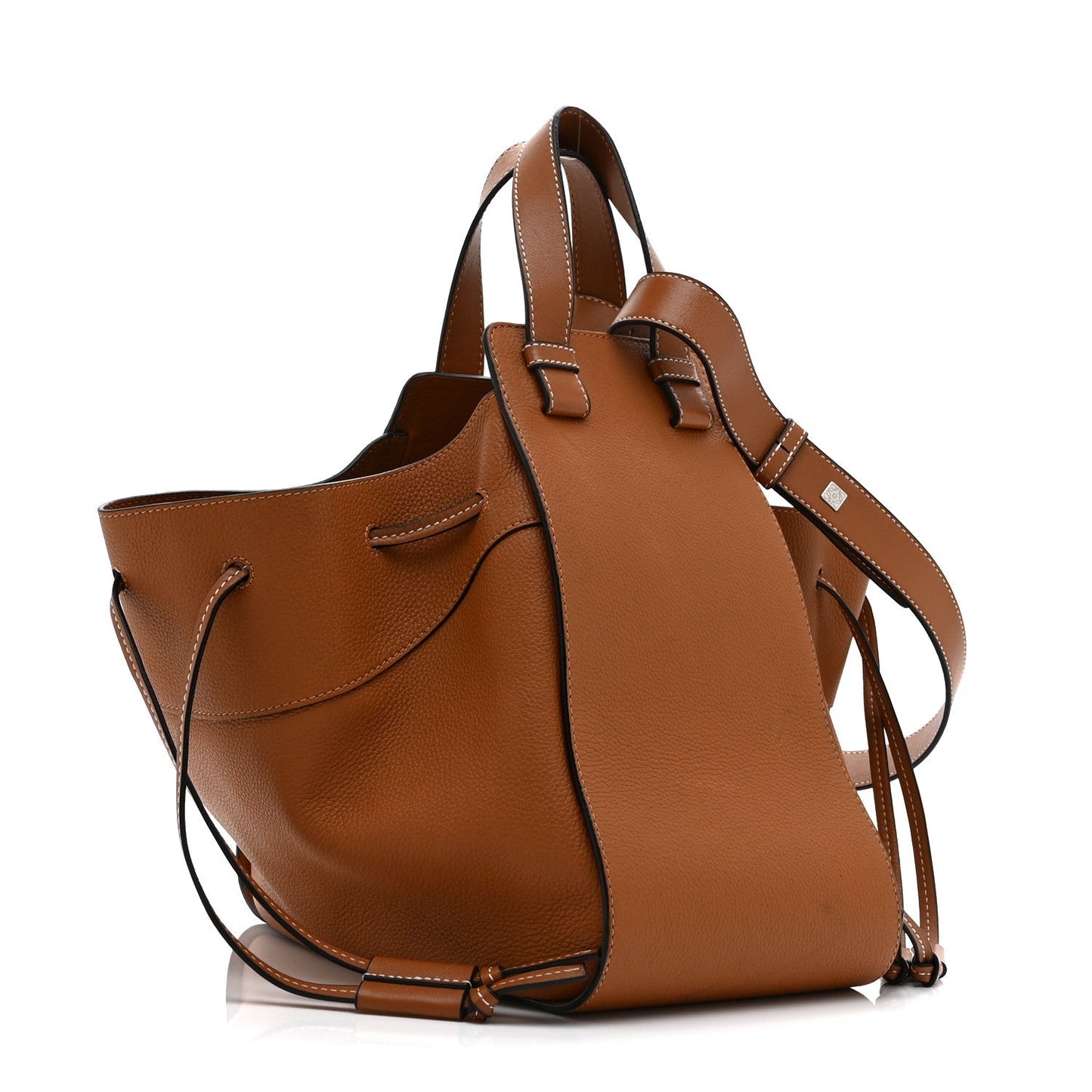 Grained Calfskin Small Hammock Shoulder Bag Tan