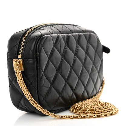 Aged Calfskin Quilted Mini Reissue Camera Case Black