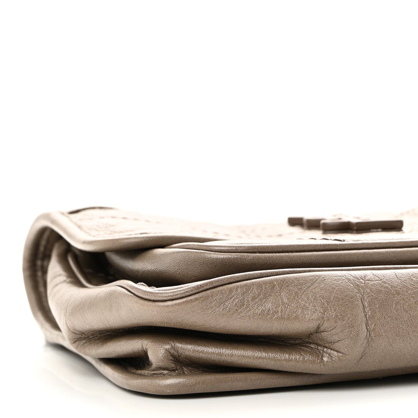 Crinkled Calfskin Matelasse Monogram Baby Niki Chain Satchel Light Taupe