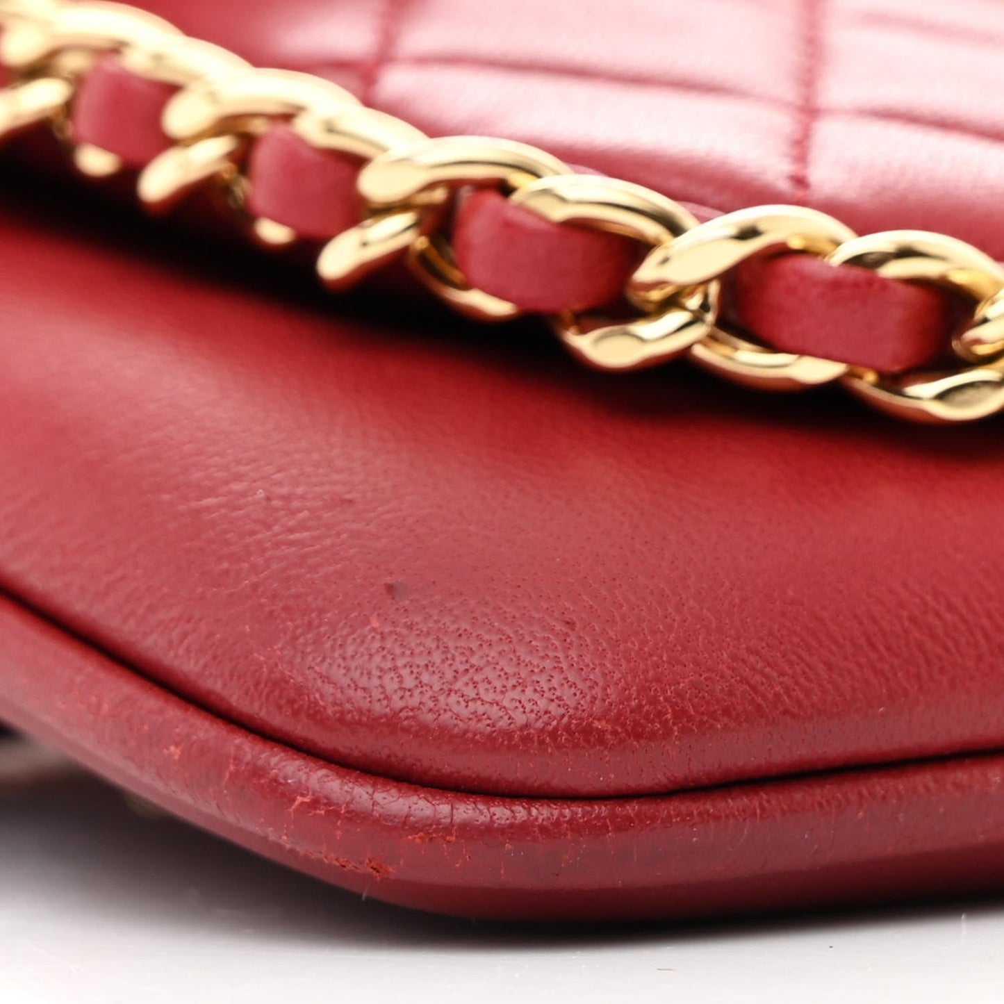 Lambskin Quilted CC Unchained Crossbody Red
