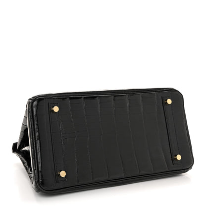Shiny Niloticus Crocodile Birkin 30 Black