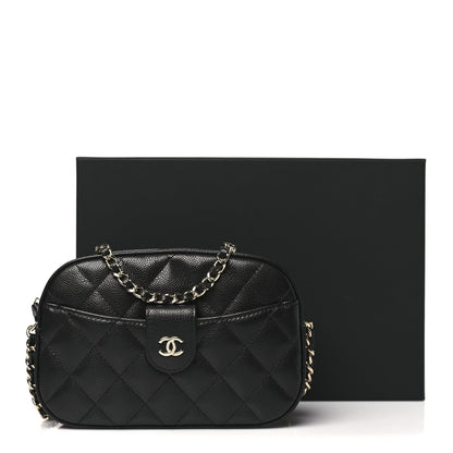 Caviar Quilted Chain Camera Bag Black