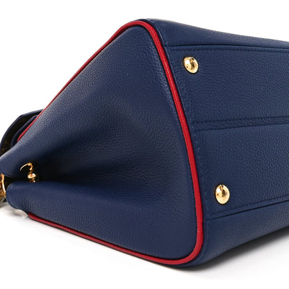 Grained Calfskin Monogram Double V Blue Marine