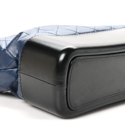 Aged Calfskin Quilted Medium Gabrielle Hobo Navy Black