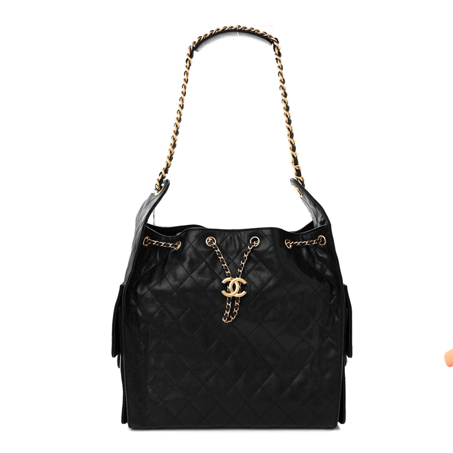 Caviar Quilted Medium Chanel 25 Handbag Black