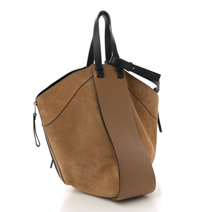 Calfskin Suede Hammock Shoulder Bag Oak Dark Gold Black