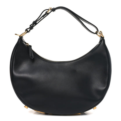 Vitello Grace Matte Small Fendigraphy Hobo Bag Black