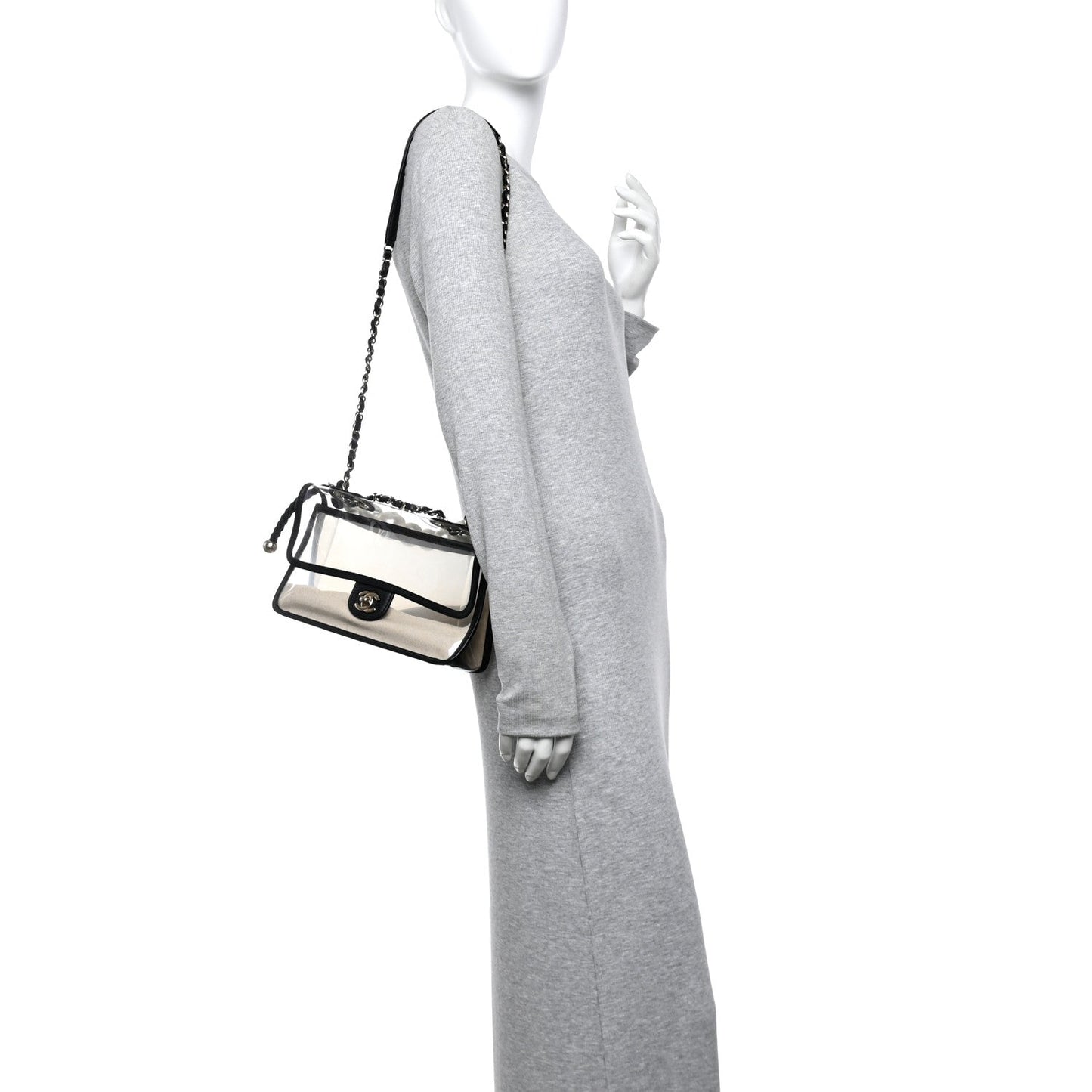 Lambskin PVC Sand By The Sea Flap With Pearl Strap Black