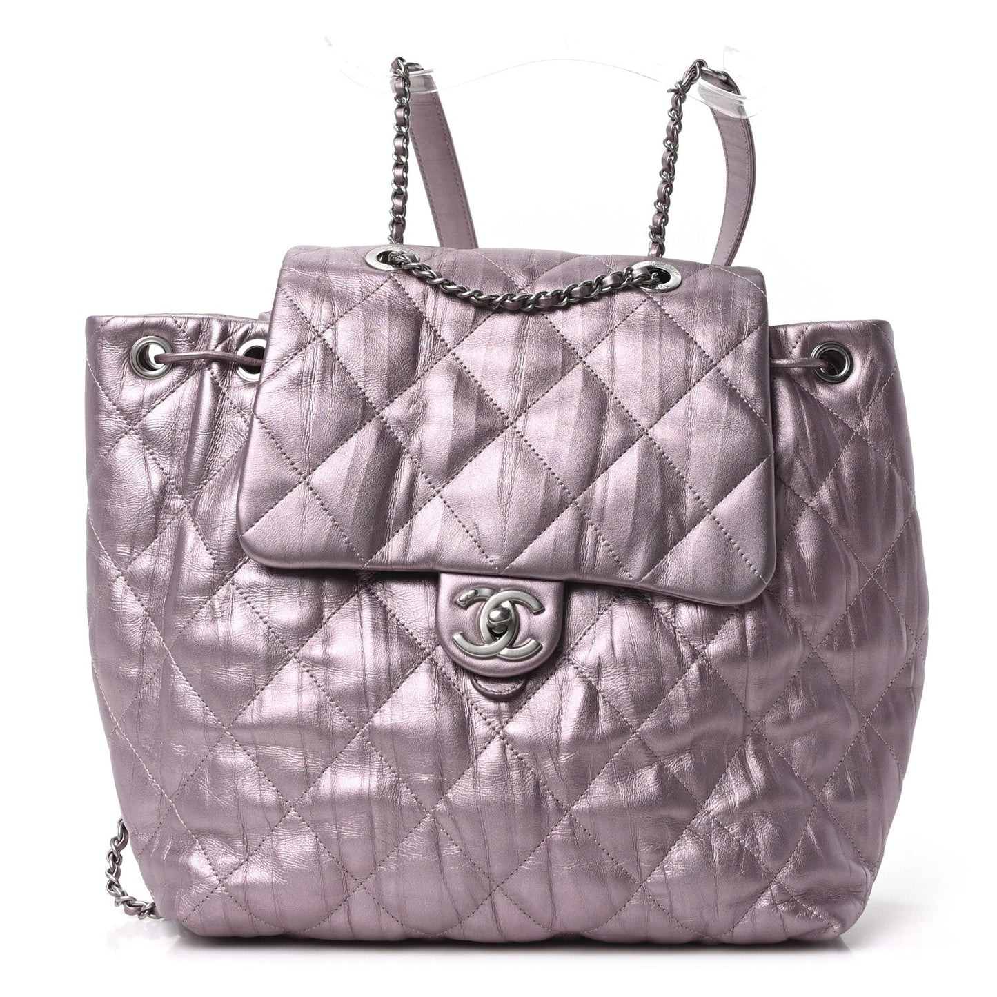 Iridescent Calfskin Quilted Ground Control Backpack Pink