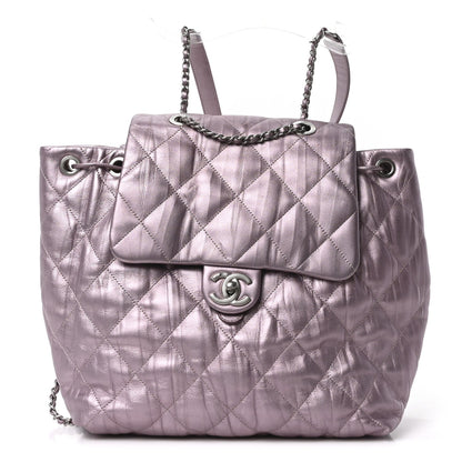 Iridescent Calfskin Quilted Ground Control Backpack Pink