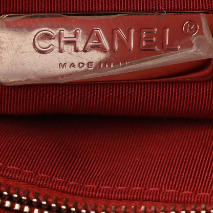 Shiny Crumpled Calfskin Quilted 31 Shopping Bag Red