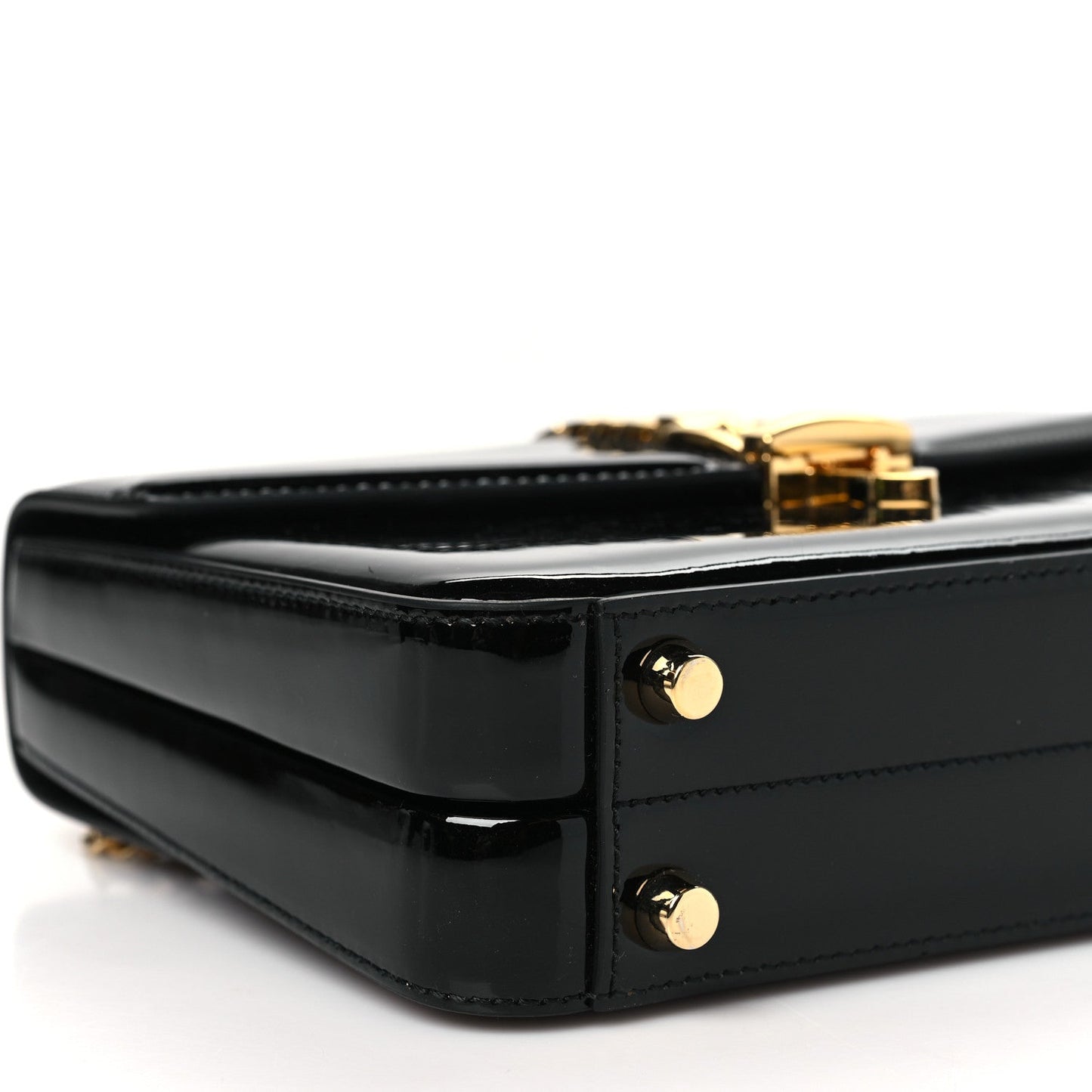 Mousse Top Patent Mini Sylvie 1969 Top Handle Bag Black
