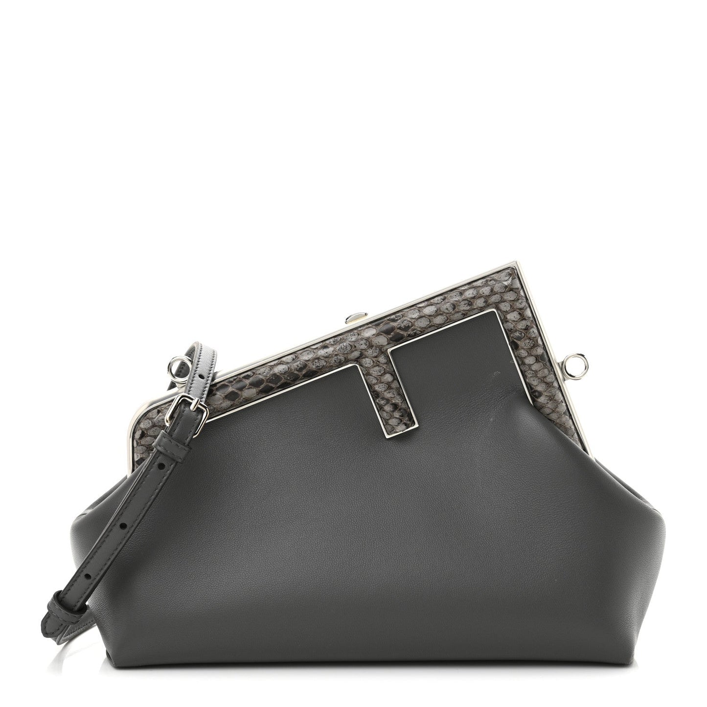 Shiny Nappa Snakeskin Small Fendi First Anthracite Asfalto