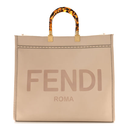 Vitello King Plexiglass Logo Embossed Large Fendi Sunshine Shopper Tote Light Rose