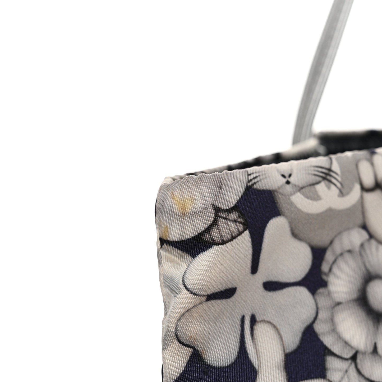Nylon Cat Emoticon Tote Navy Silver