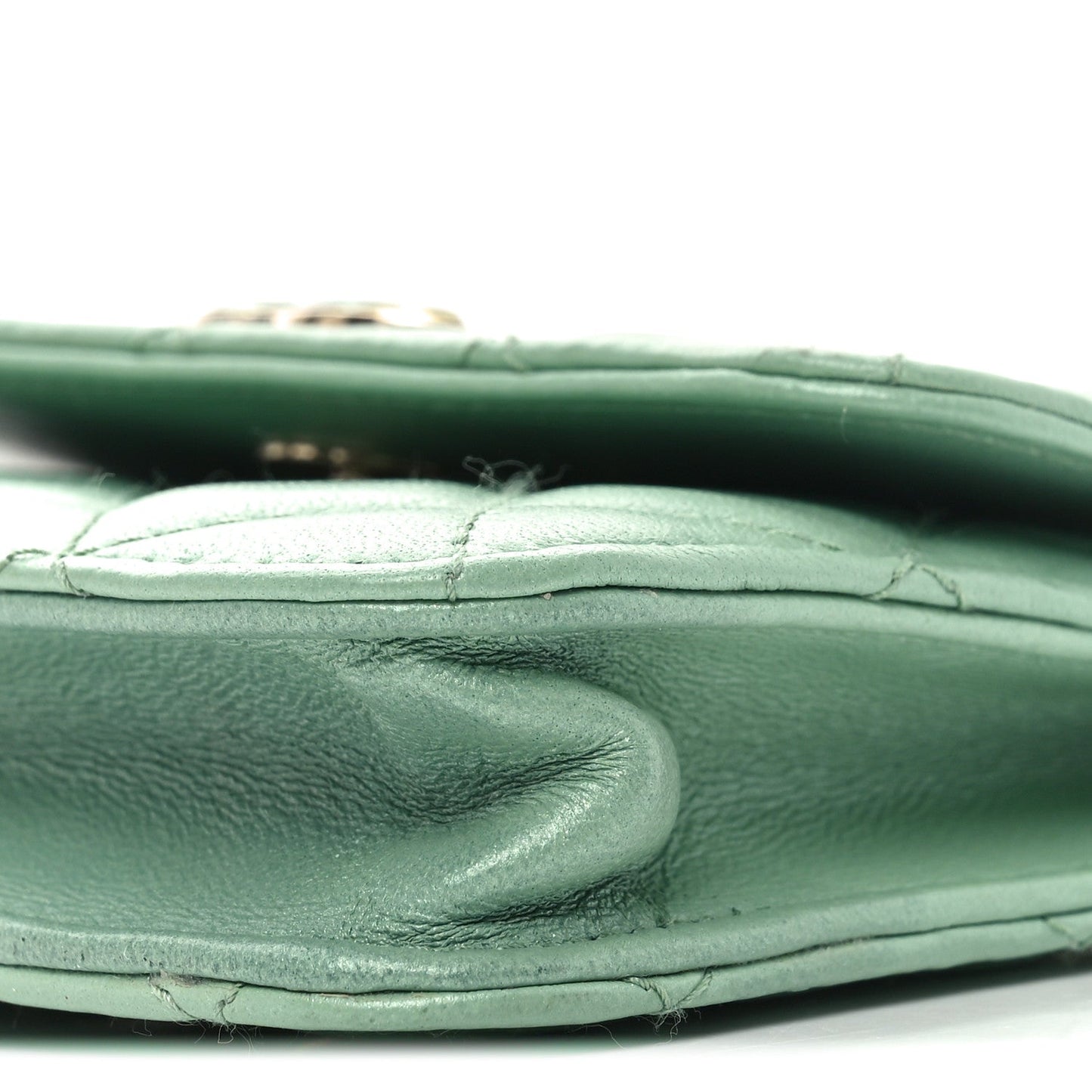 Lambskin Resin Quilted Mini Heart Flap Light Green