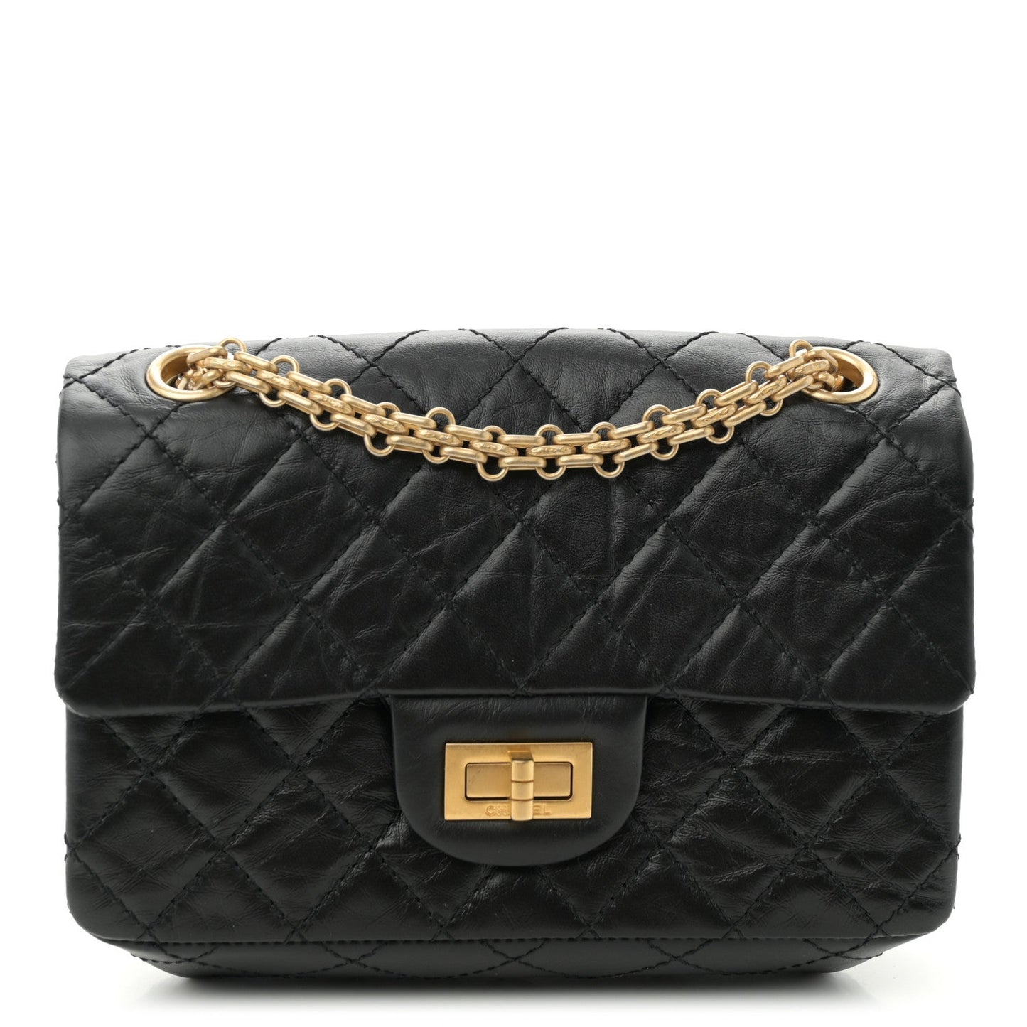 Aged Calfskin Quilted 2.55 Reissue Mini Flap Black