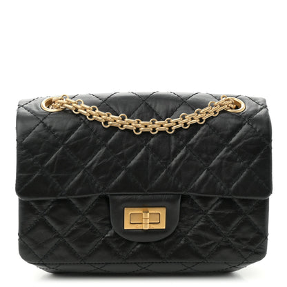 Aged Calfskin Quilted 2.55 Reissue Mini Flap Black