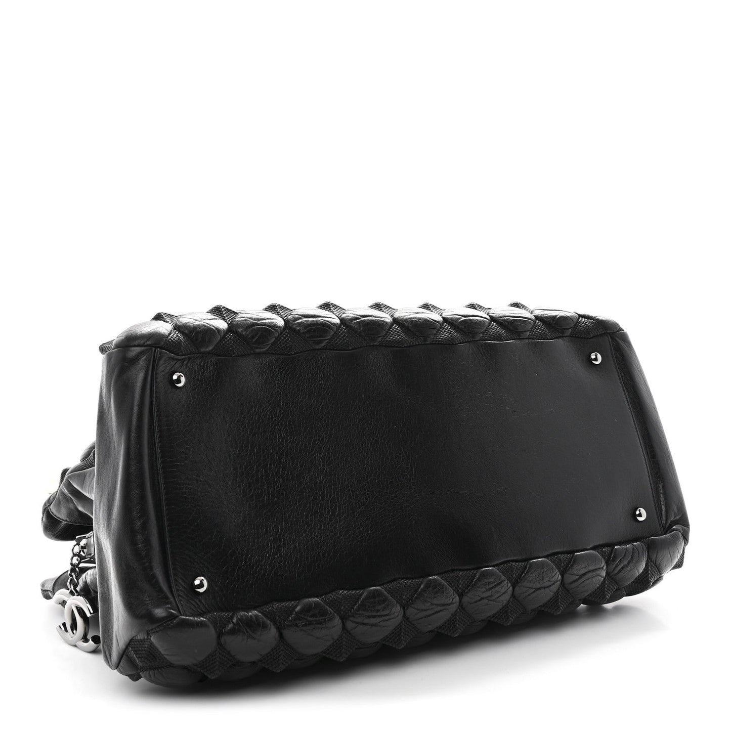Glazed Lambskin Quilted Large Stravinsky Tote Black