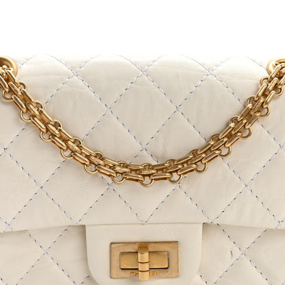 Aged Calfskin Quilted 2.55 Reissue Mini Flap White