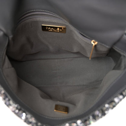 Tweed Sequin Quilted Medium Chanel 19 Flap Black Multicolor