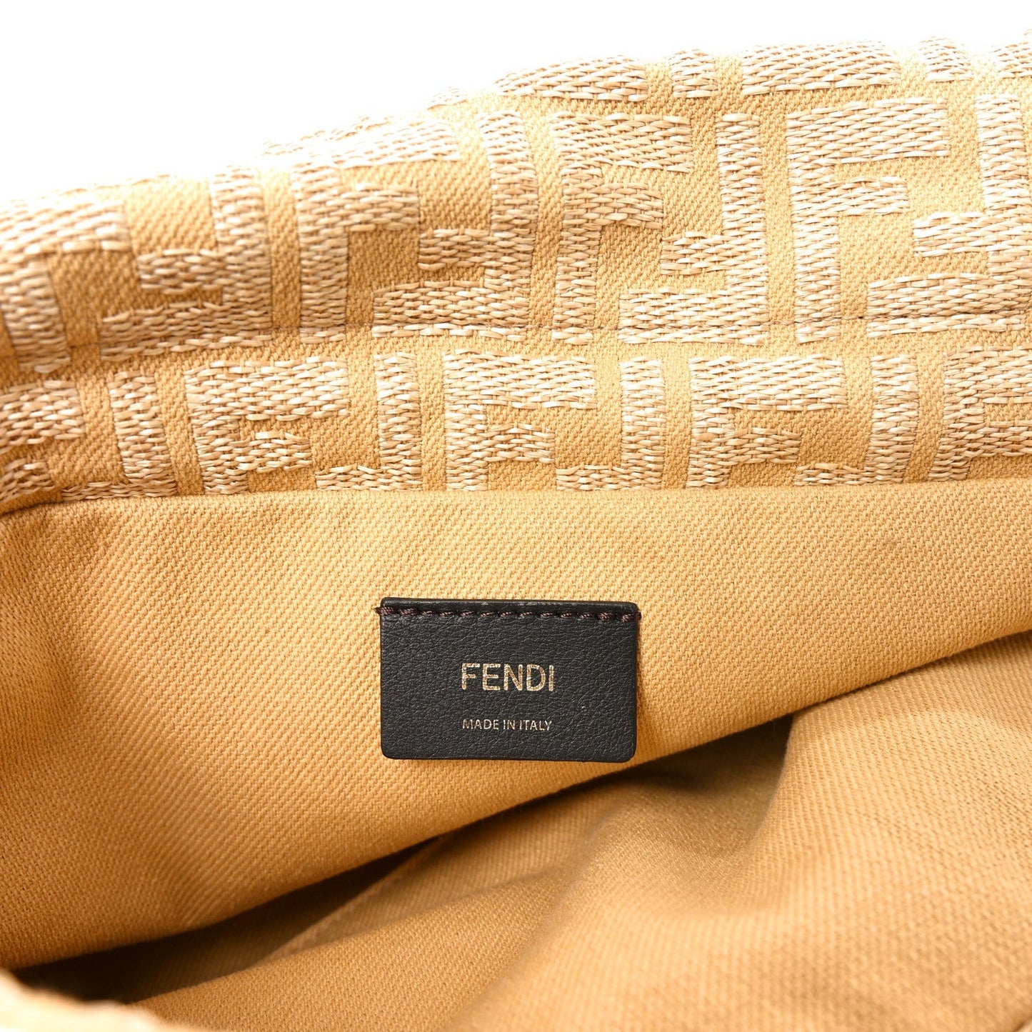 Fabric Jacquard Raffia Straw Fringe Medium Mamma Baguette Beige