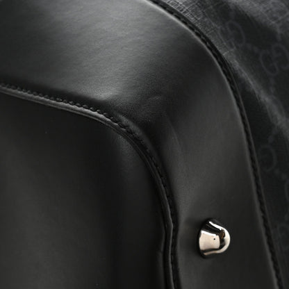 Soft GG Supreme Monogram Appia Calfskin Web Large Carry On Duffle Bag Black Grey