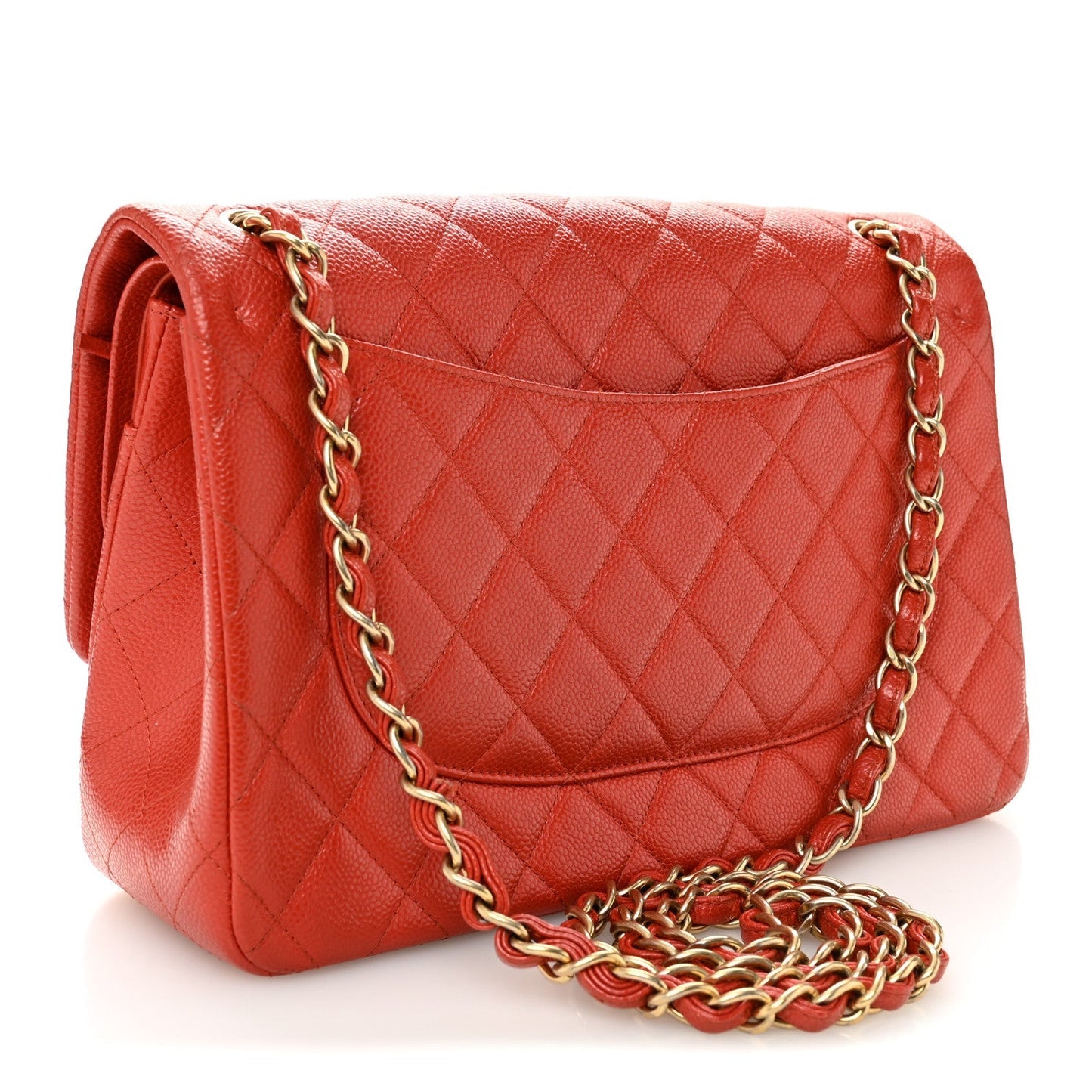 Pearly Caviar Quilted Jumbo Double Flap Orange
