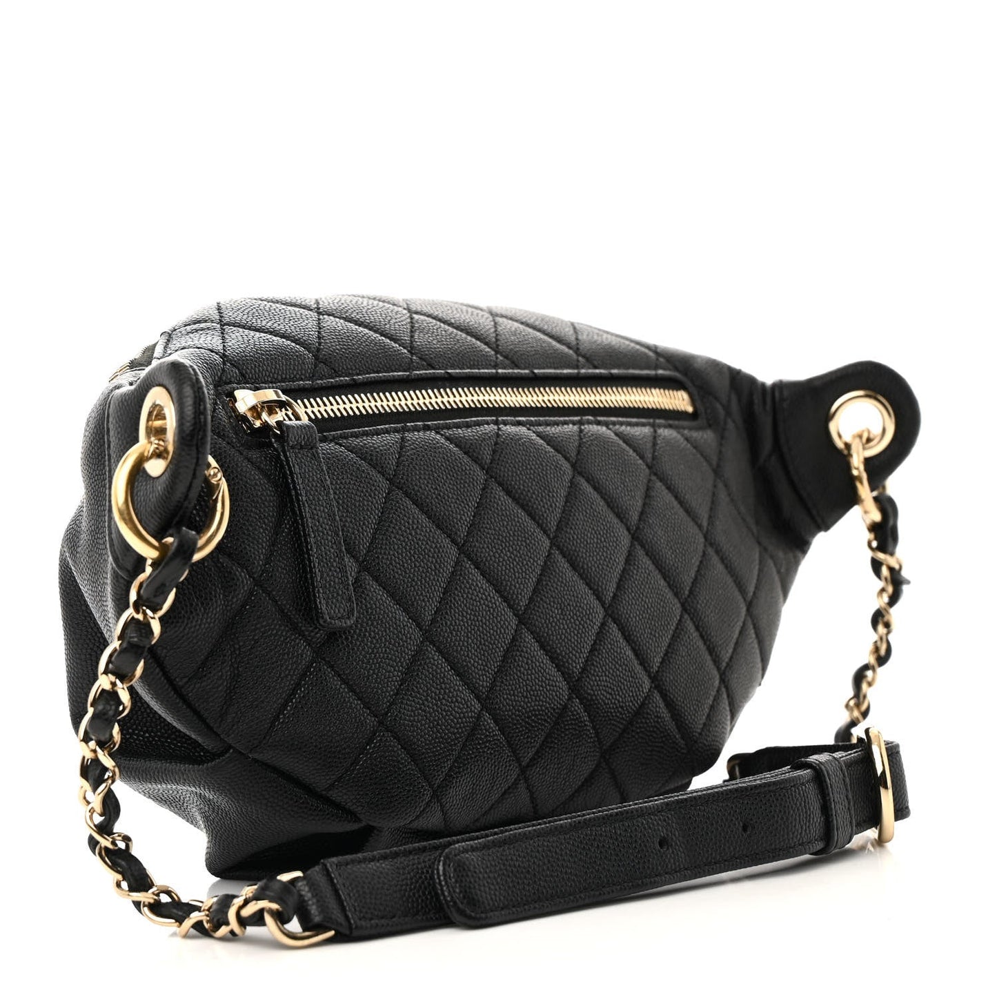 Caviar Quilted Filigree Waist Bag Black