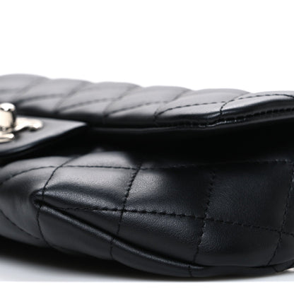 Calfskin Quilted CC Uniform Flap Belt Bag Black