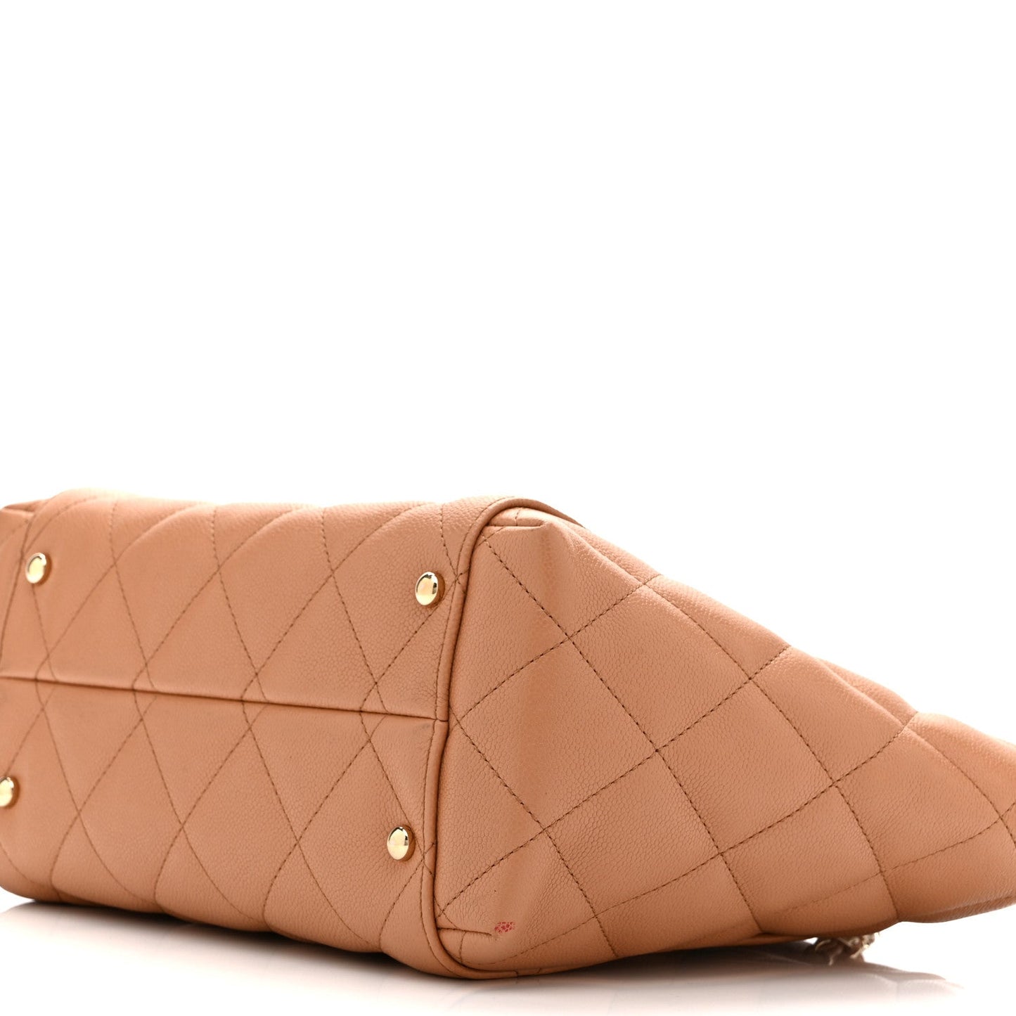 Caviar Quilted Small Shopping Tote Dark Beige