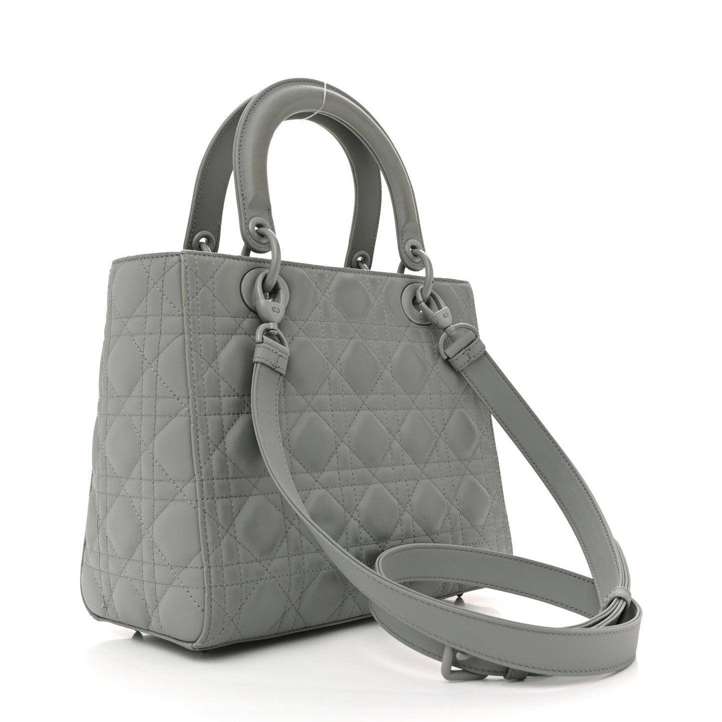 Ultra Matte Calfskin Cannage Medium Lady Dior Grey Stone