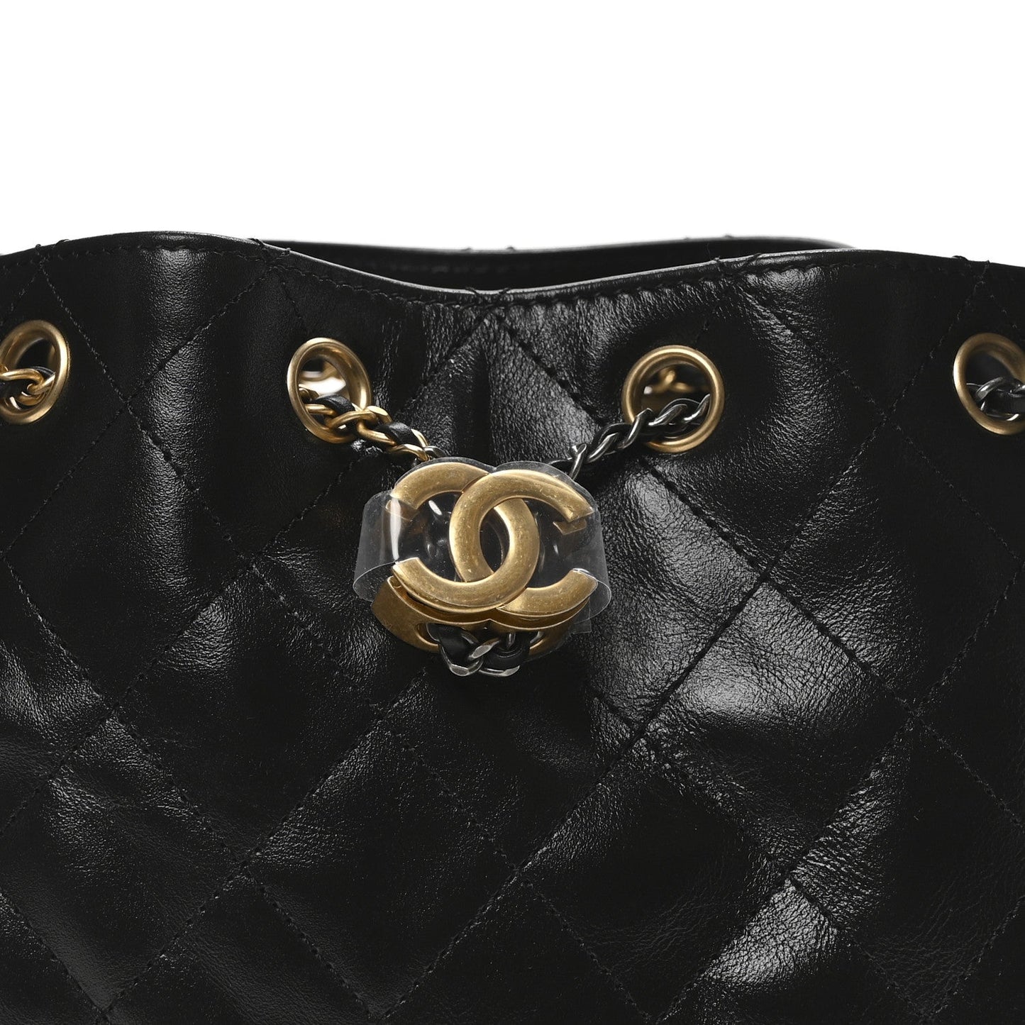 Shiny Crumpled Calfskin Quilted Small Chanel 25 Handbag Black