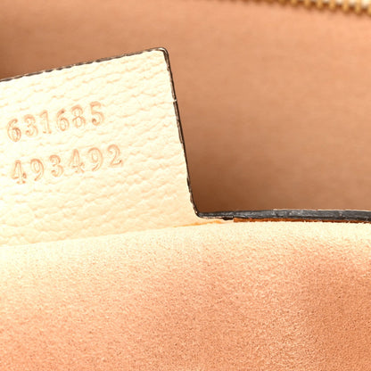 GG Supreme Monogram Textured Dollar Calfskin Web Medium Ophidia Shopping Tote Beige Ebony Mystic White